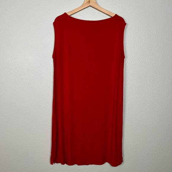 Eileen Fisher Red Stretch Viscose Jersey Shift Dress Large - Picture 4 of 6